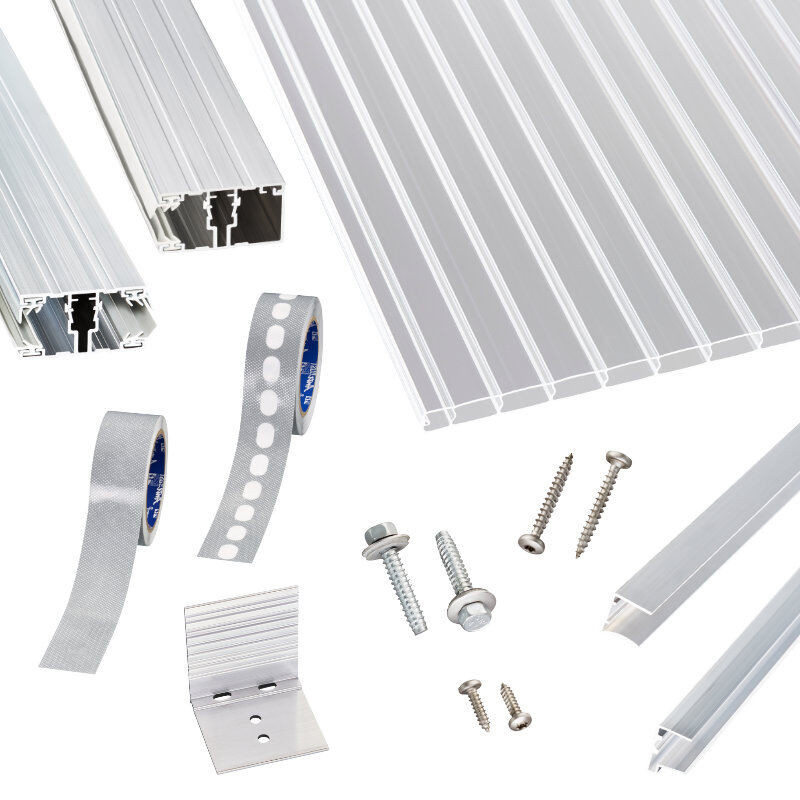 Scobalit Terrassendach-Set mit transparenten Polycarbonat Doppelstegplatten (16 mm) und hochwertigen Alu-Verlegeprofilen - Bild 1