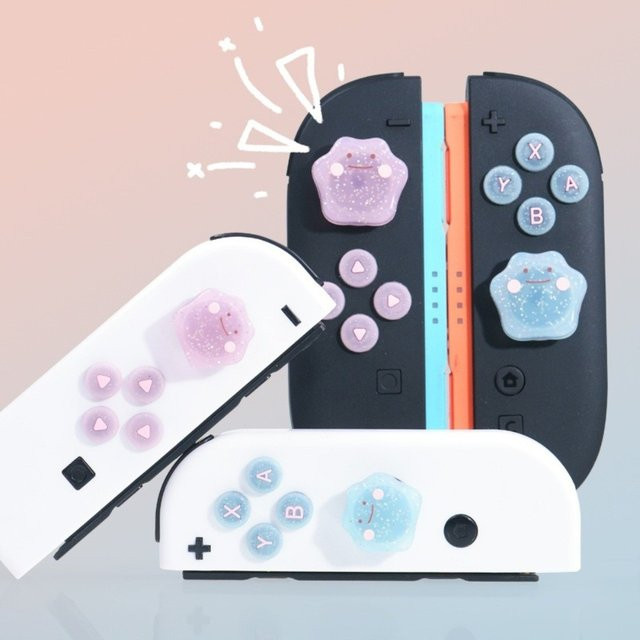 Nintendo Silikon-Controller-Joystick-Kappen Set für Nintendo Switch NS1 NS2, rutschfeste Daumengriffe und Tastenkappen zum Schutz - Bild 1