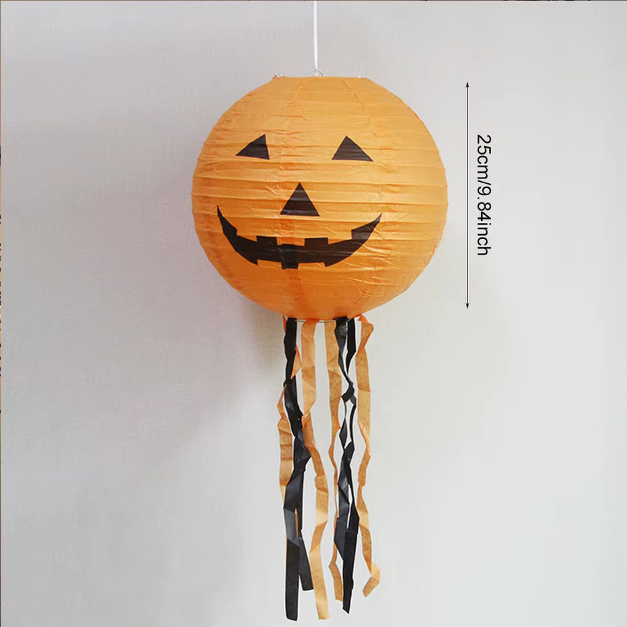 Runtowo 5er Set Halloween Papierlaternen mit Motiven wie Kürbis, Spinne, Fledermaus und Skelett, Durchmesser: 25 cm - Bild 3