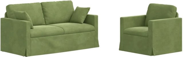 vidaXL Sofa 2-teilig Hellgrün aus Samt mit Metallrahmen B/T/H: 158 x 78 x 80 cm - Bild 1