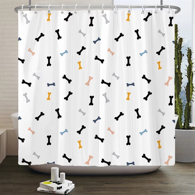 Potdemiel Duschvorhang mit Cartoon-Tier-Motiv in Weiß, schimmelresistent, inklusive Haken, Höhe: 180 cm, Breite: 90 cm - Bild 1