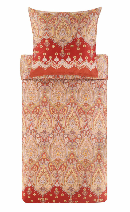 Bassetti Satin Bettwäsche ISOLABELLA Mako-Satin mit floralem Design in Rot, Reversible Bettwäsche-Set aus Baumwolle, Kissenbezug 80 x 80 cm - Bild 1