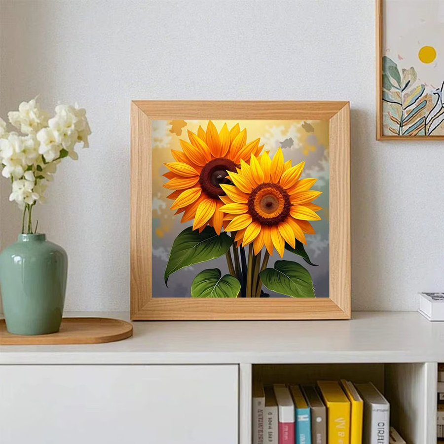 AZQSD 5D-Diamantgemälde Sonnenblumen zum Selbermachen mit Leuchtperlen und Leinwand, Blumenkunst-Stickset für deine Heimdekoration - Bild 3
