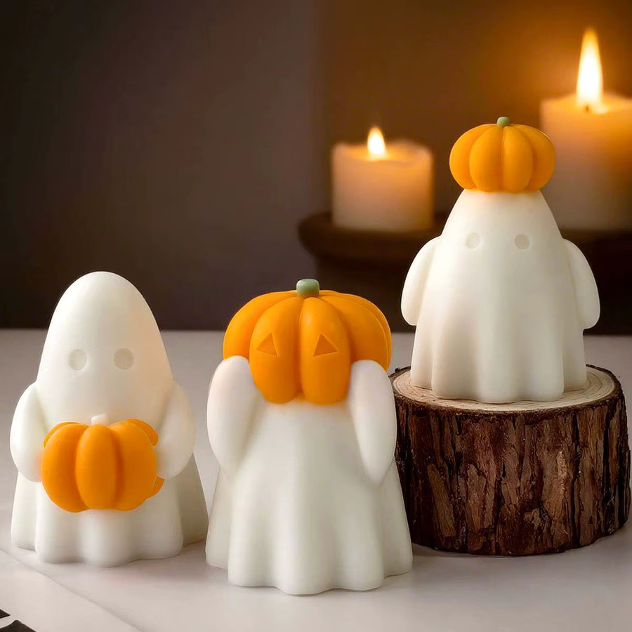 UDOCOOL Silikonform für Halloween Kerzen DIY Kürbis und Geist zur Gestaltung von Duftkerzen aus Zement oder Harz - Bild 3