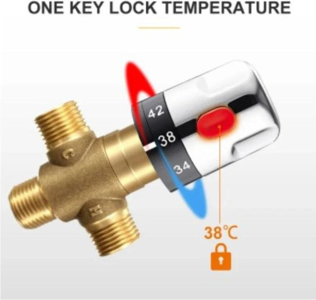 Binchi Outdoor Product Thermostatisches Mischventil aus Messing in Gold mit Keramikkartusche für Solarwassererhitzer und Duschen - Bild 1