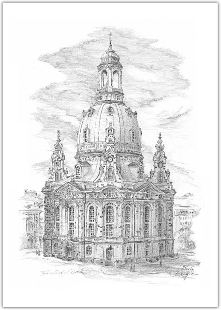 Panoramabild Dresden von tantum graphic in Grau auf Papier - Bild 1