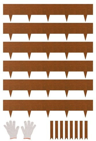VEVOR Rasenkante Metall 6er Pack Haifischstachel Gartenpalisade Beeteinfassung und Hofwegteiler B/H: 1016 x 203,2 mm - Bild 1