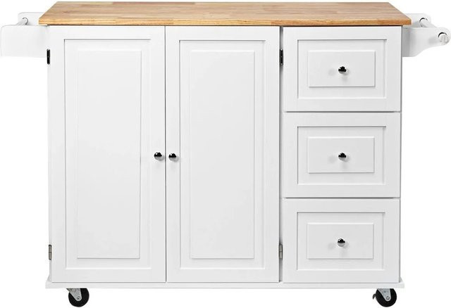Costway Küchenwagen mit Arbeitsplatte in Weiß, B/T/H: 136 x 76 x 91 cm - Bild 1