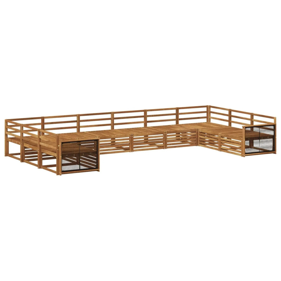 vidaXL Sofagarnitur Set aus 10 Stück aus Massivholz Akazie in Braun im modernen Latten-Design - Bild 2