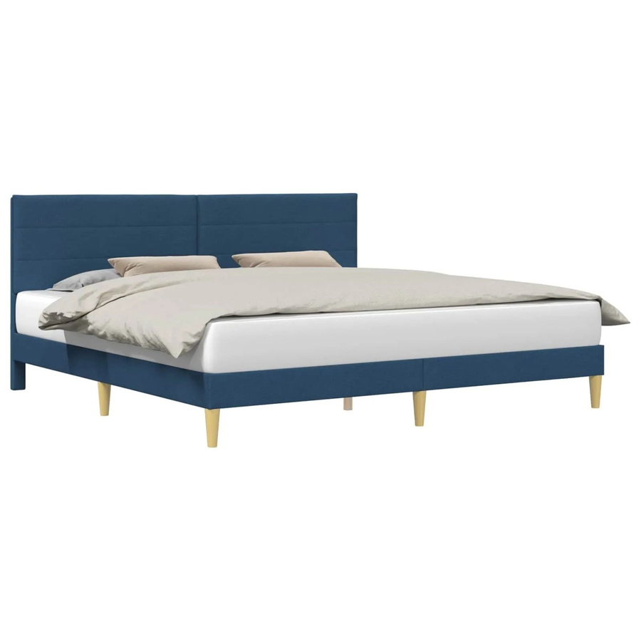 vidaXL Bettrahmen mit Kopfteil in Blau aus Stoff, B/T/H: 200 x 200 x 96 cm - Bild 2