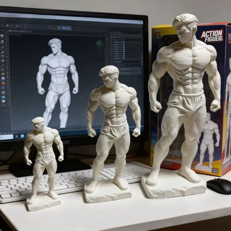CELEBON 3D-gedruckte dekorative Figur eines muskulösen Mannes in Weiß für die Tischdekoration - Bild 5