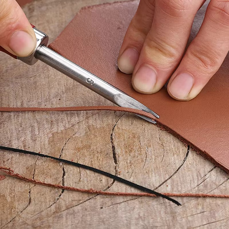 Leder Rand Beveler Skiving Messer mit Holzgriff in Braun für DIY Handwerk Werkzeuge - Bild 2