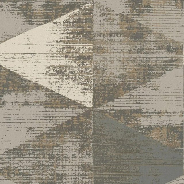 A.S. Création Tapete mit 3D-Geometrie-Muster in Grau, Weiß und Gold, Breite: 53 cm, Länge: 10,05 m - Bild 1