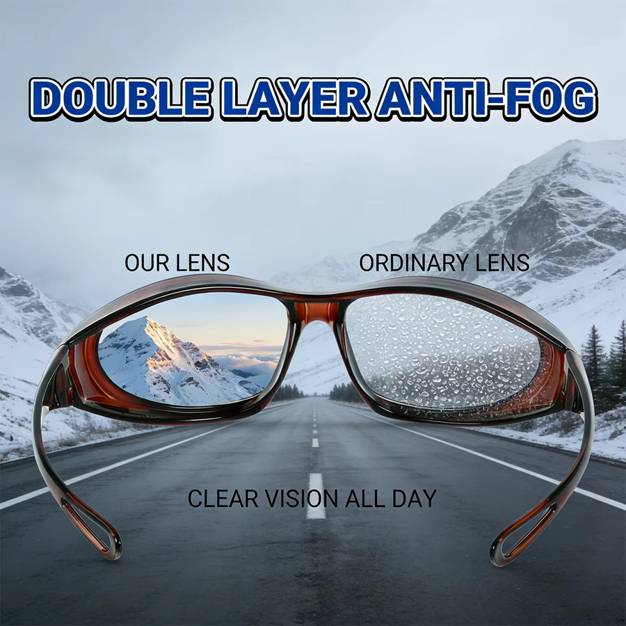 VOPHA Anti-Sand-Windschutzbrille HM4 mit klarem Glas und braunem Gestell für Outdoor-Sport und Arbeit - Bild 5