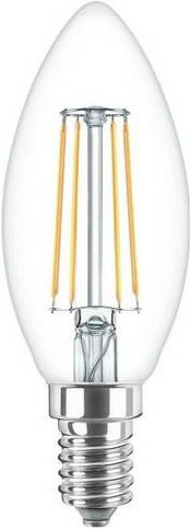 Philips LED Glühlampe in Kerzenform, E14, 4.3W, Warmweiß, Transparent, Durchmesser: 35 mm, Höhe: 97 mm - Bild 1