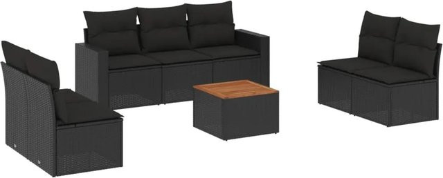 vidaXL 8-teilige Garten-Sofagarnitur aus Poly-Rattan in Schwarz mit Kissen und Stauraum - Bild 1