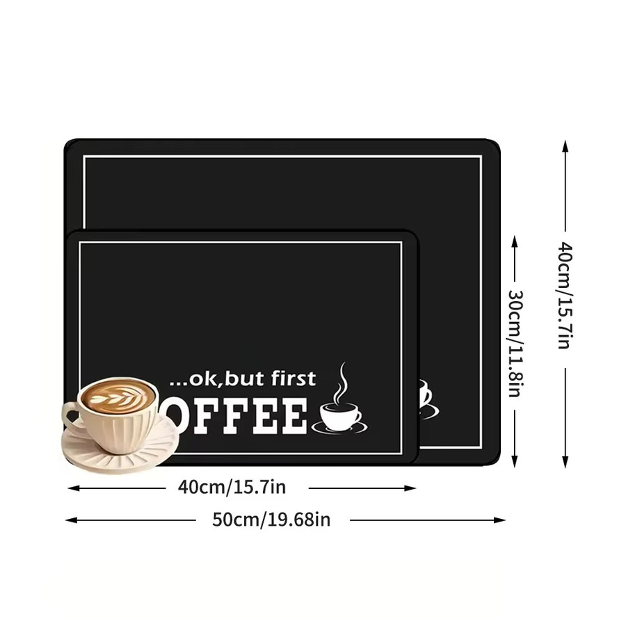 VIKAMA Kaffeemaschinenmatte mit schwarzem Schriftmuster, schnell trocknend und saugfähig - Bild 4