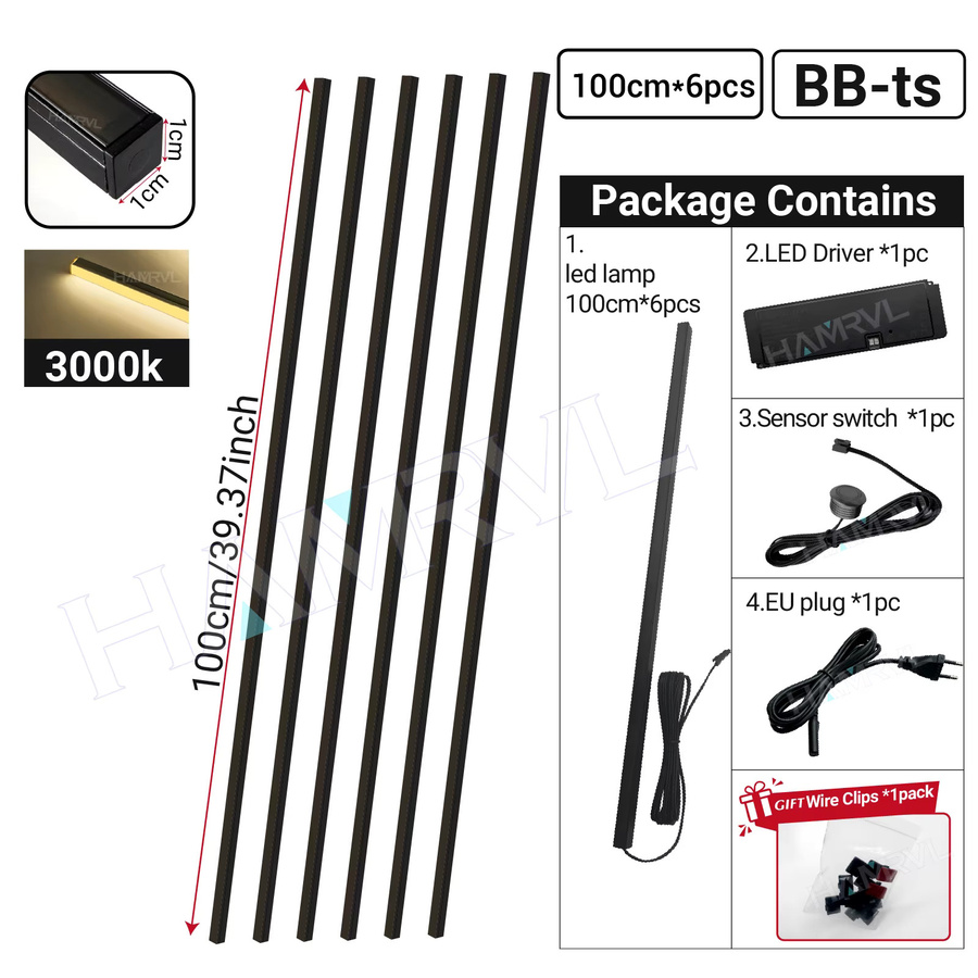HAMRVL LED-Einbauleuchten-Set mit 6 Stück, Warmweiß 3000K, dimmbar mit Touch-Sensor-Steuerung und selbstklebender Montage für Schränke und Wandpaneele - Bild 5