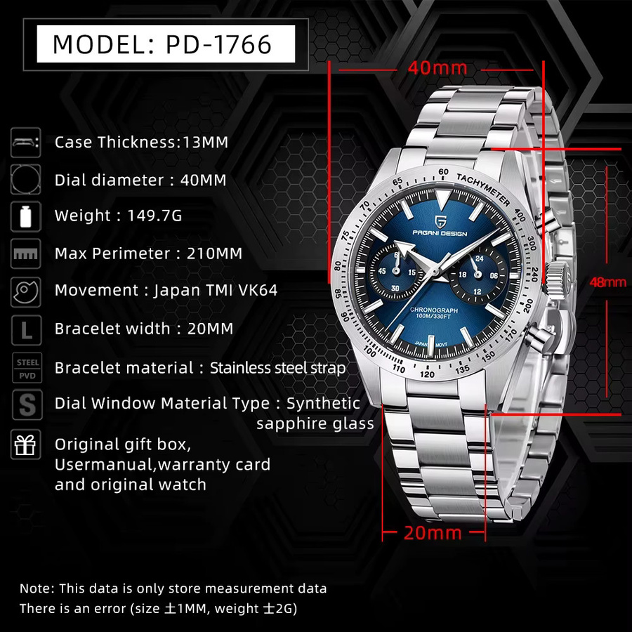 PAGANI DESIGN Chronograph, Herren, Grün - Bild 6