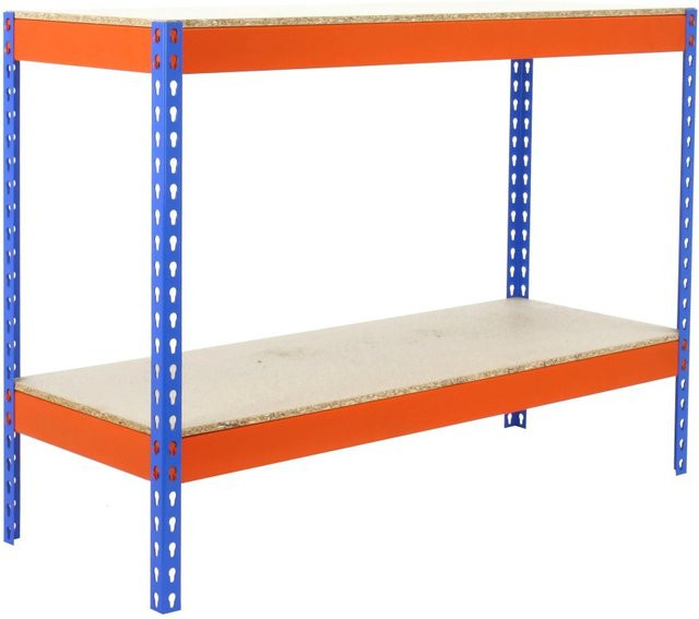 PROREGAL Schwerlastregal Wood Beast mit 2 Ebenen, Blau-Orange, H x B x T: 90 x 150 x 60 cm - Bild 1