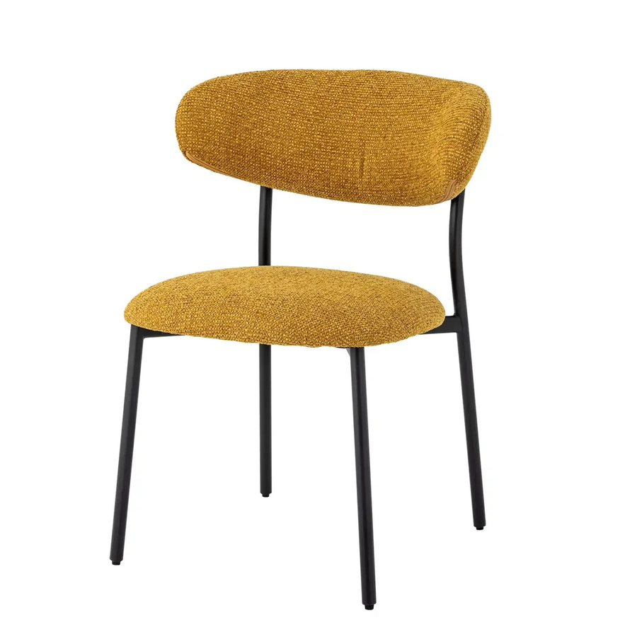 Bloomingville Esszimmerstuhl Manal in Gelb mit Chenille-Polsterung und Metallgestell - Bild 1