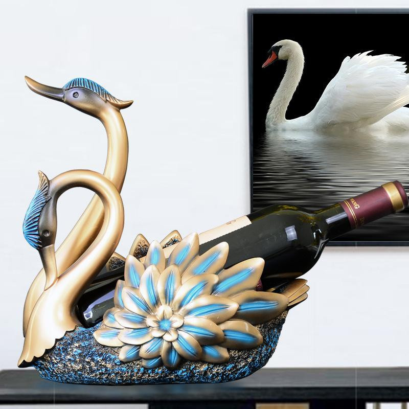 Yiran Furniture Schwan Rotweinregal zur Wandmontage aus Harz mit Ornamenten - Bild 2