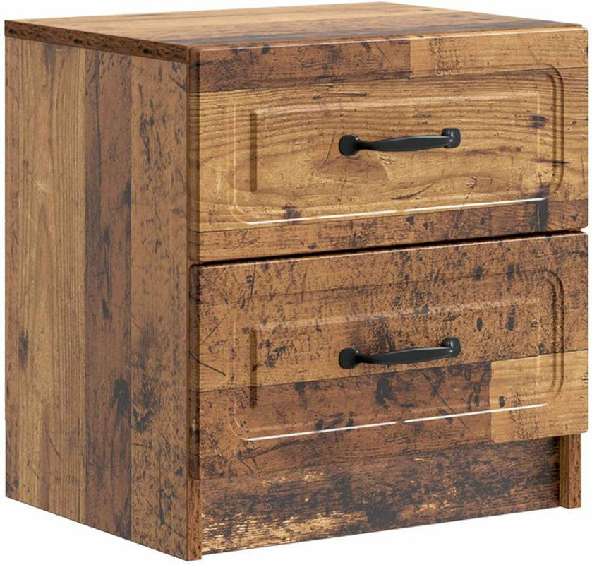 Nachttisch aus Altholz im Retro- und Landhausstil von vidaXL, Braun, B/T/H: 43 x 34,5 x 44,5 cm - Bild 1
