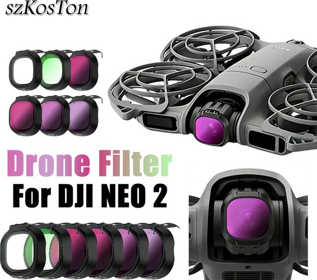 DJI Neo2 Filter Kit ND8 ND16 ND32 CPL UV Objektivfilter Set mit Quick Release für Drohnen Zubehör in Schwarz - Bild 1