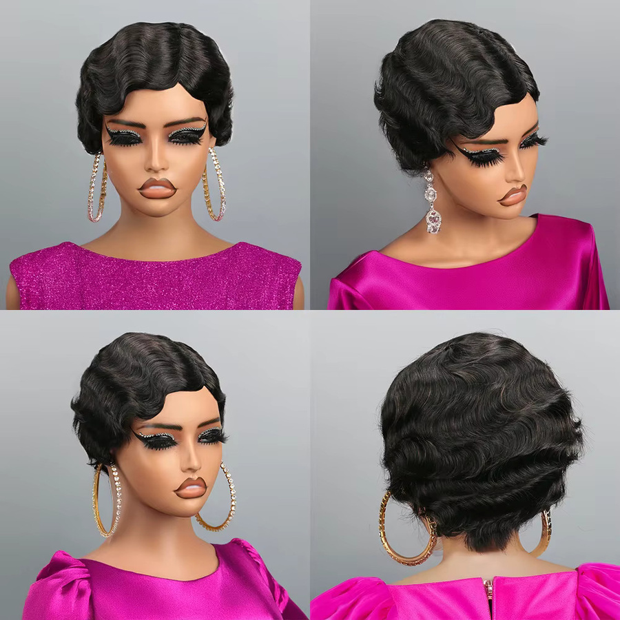 HJ WEAVE BEAUTY Echthaar-Perücke, kurze Pixie, Damen - Bild 2