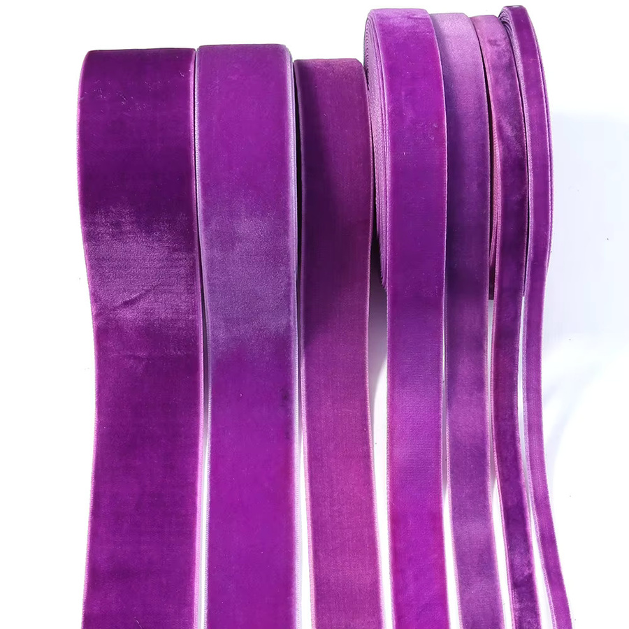 Lila Samtbänder mit einseitiger Beflockung für DIY-Geschenke und Weihnachtsdekoration, 5–10 Yards pro Rolle - Bild 5