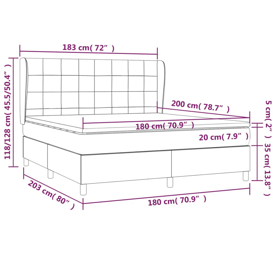 vidaXL Boxspringbett Hybrid mit Matratze und Kopfteil, Hellgrau, B/T/H: 180 x 200 cm - Bild 2