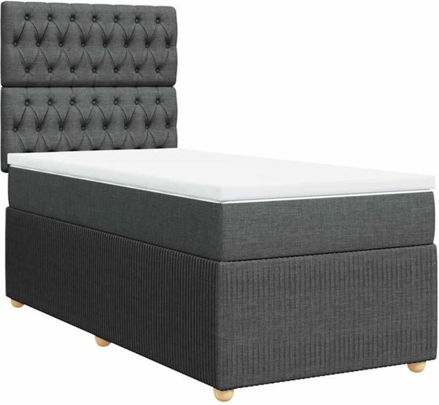 vidaxl Boxspringbett mit Matratze aus Stoff in Dunkelgrau B/T/H: 100 x 200 x 140,5 cm - Bild 1
