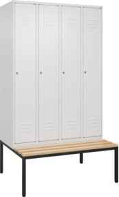 C+P Spind Classic PLUS Garderobenschrank mit Sitzbank, 4 Abteile, Farbe: Anthrazit/Grau, B/T/H: 212,0 x 12,0 x 81,5 cm, mit Zylinderschloss und 4 Garderobenhaken, mittige Trennwand, Sitzbanktyp untergebaut - Bild 1