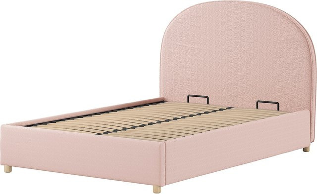 Vipack Polsterbett MOON mit Bettkasten und Lattenrost in Pink, Bezug aus Bouclé Stoff, B/T/H: 140 x 200 cm - Bild 1