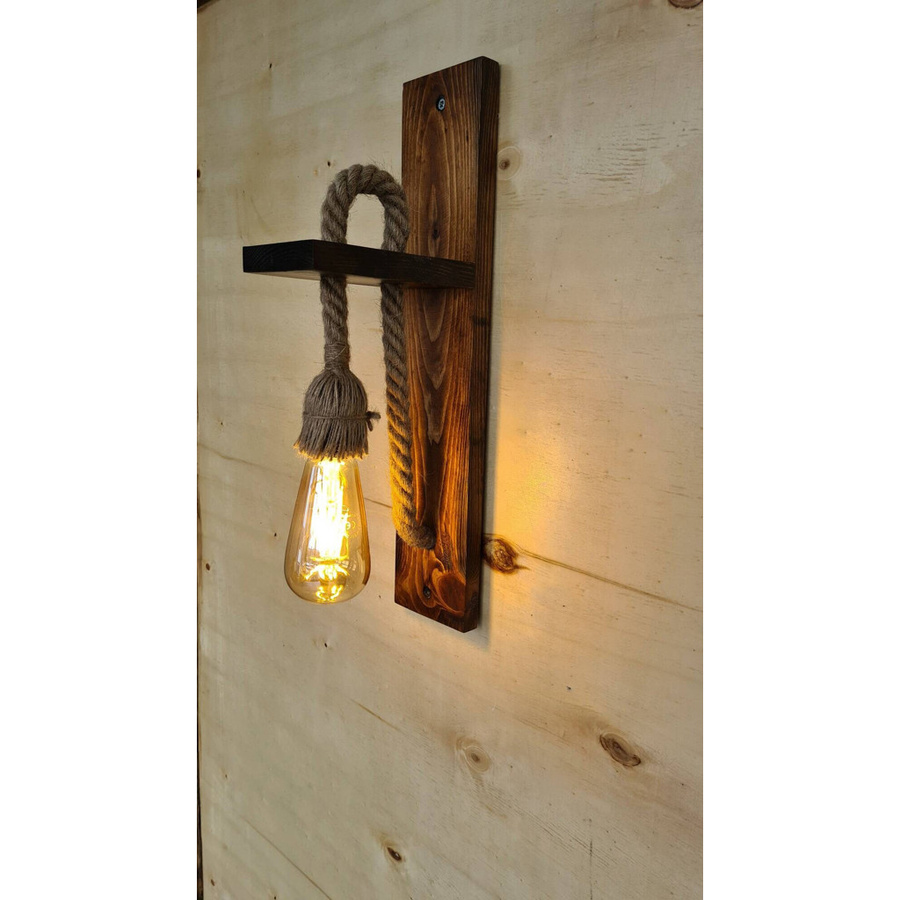 Opviq Wandleuchte aus Kiefernholz in Nussbaum, rustikales Design, E27, B/H/T: 45 x 17 x 9 cm - Bild 2