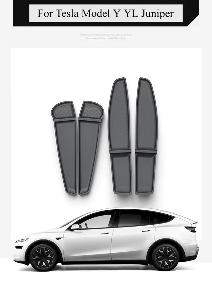 Beworth TPE Aufbewahrungsmatte für Tesla Model Y Juniper 2025 2026, Set aus Türablage und Getränkehalter-Matte für die Mittelkonsole, Schwarz - Bild 5