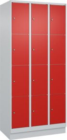 C+P Schließfachschrank Classic PLUS mit Sockel, 3 Abteile, Grau/Rot, B/T/H: 90 x 50 x 195 cm - Bild 1