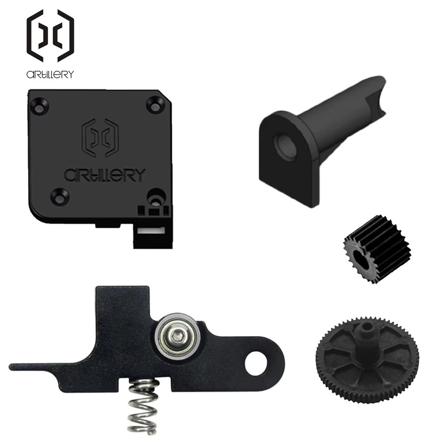 Artillery Hornet Extruder Zubehör-Set in Schwarz mit Zahnradrohren, Zahnrädern, Schrauben und Griffen für FDM 3D-Drucker - Bild 2