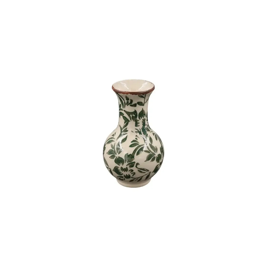 House of Nature Vase Jona grün mit Blumenmuster im Vintage-Stil, Höhe: 12 cm, Breite: 9 cm, Tiefe: 7 cm - Bild 1