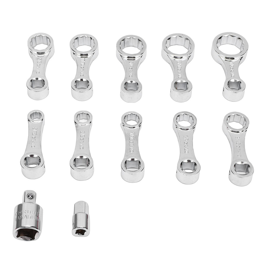 TOMTOP JMS 12-teiliges Drehmomentschlüssel-Adapter-Set aus Chrom-Vanadium-Stahl mit 3/8 Zoll Antrieb und 12-kantiger Form in Rot und Silber - Bild 3
