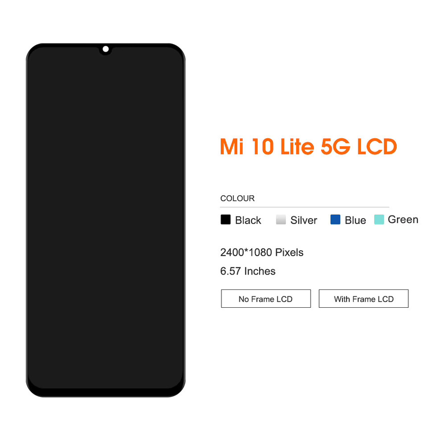 Xiaomi Mi 10 Lite LCD Display mit Touchscreen Digitizer Montage, 6,57 Zoll, Schwarz, für Modell m2002J9G 5G - Bild 2