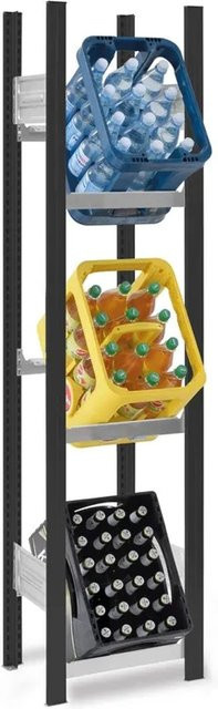 PROREGAL Getränkekistenregal Stecksystem T-Profil mit 3 Ebenen, Farbe Anthrazit/Verzinkt, H x B x T: 175 x 50 x 30 cm - Bild 1
