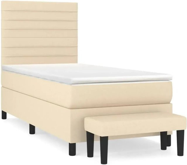 vidaXL Boxspringbett mit Matratze Hybrid-Design in Beige, B/T/H: 90 x 190 x 128 cm - Bild 1