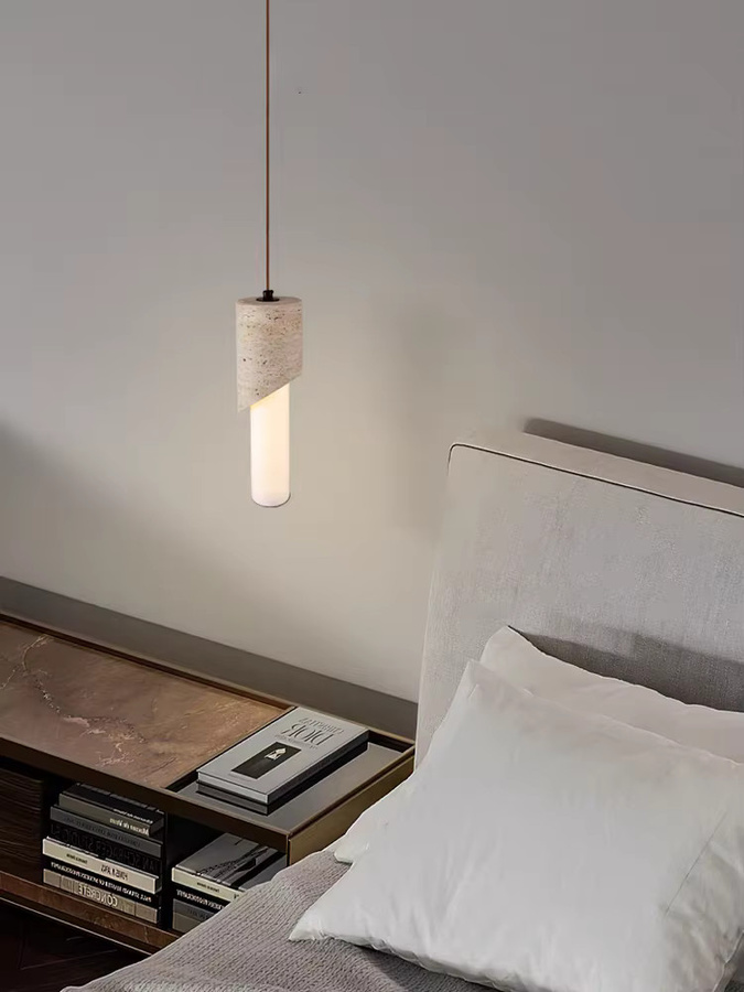 Retro LED Hängelampe aus Stein in Gelb für Schlafzimmer, Esszimmer und Bar - Bild 2