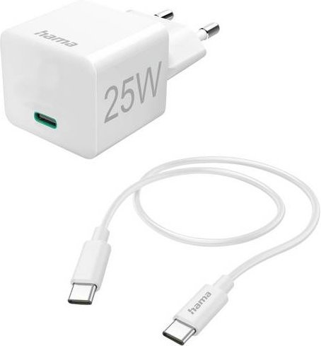 Hama USB-C Schnellladegerät mit PD 25 W und 1,5 m Ladekabel, Weiß - Bild 1