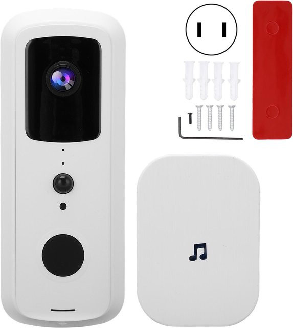 GoolRC Intelligente kabellose WIFI-Video-Türklingel mit 1080P Kamera, APP-Fernbedienung, Gegensprechanlage und Nachtsicht in Weiß - Bild 1