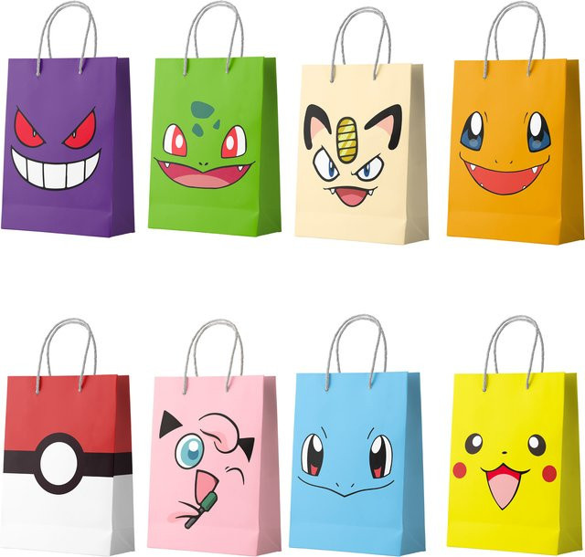 24 Stück Pokemon Pikachu Papiertüten für deine Geburtstagsparty als bunte Geschenktüten und Süßigkeitentüten - Bild 1