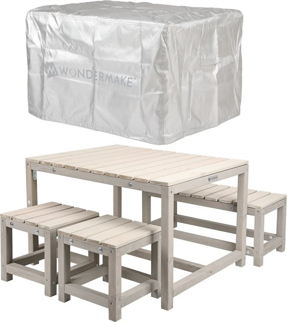 WONDERMAKE Design Kindersitzgruppe aus Holz für Outdoor und Indoor in Beige und Grau mit abnehmbaren wetterfesten Kissen - Bild 1