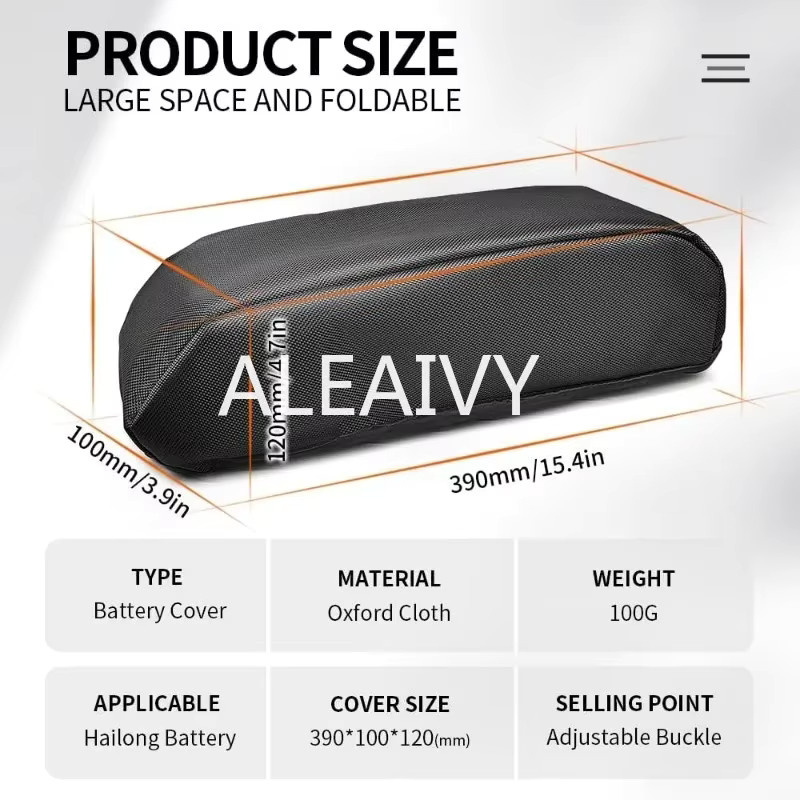 Aleaivy All-in-One E-Bike-Schutz Tasche für Hailong Lithium-Akkus, wasserdicht und staubdicht, Farbe: Schwarz - Bild 2