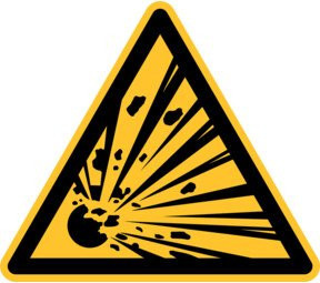 Eichner Warnschild Explosionsgefährliche Stoffe in Gelb aus Kunststoff, Breite: 20 cm - Bild 1